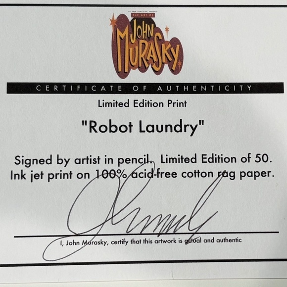 John Murasky Limited Ed Print "Robot Laundry" 11"L x 6.25"H - Picture 7 of 7